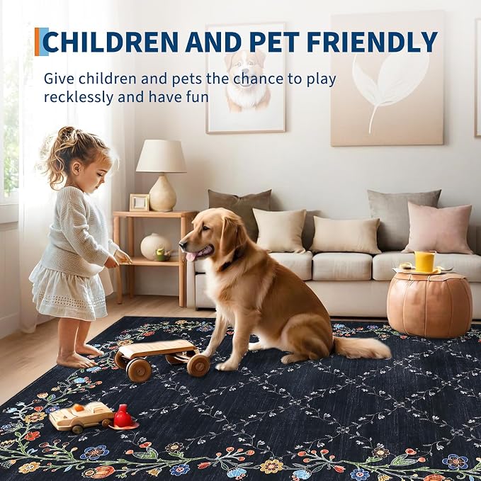 GarveeHome 9x12 Washable Floral Area Rugs - Image 9