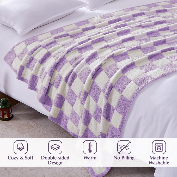 WRENSONGE Checkered Throw Blanket, Travel Lightweight Bed Blanket - Image 4
