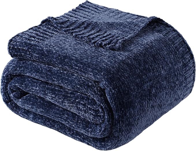 BATTILO HOME Navy Throw Blanket by BATTILOHOME