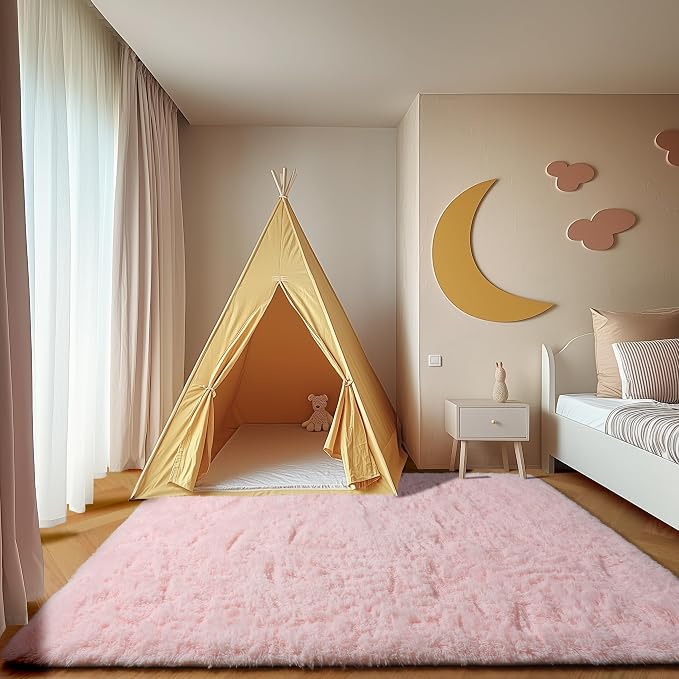 ONASAR Pink Rugs for Bedroom Girls, Fluffy 4x6 Soft Plush Fuzzy Shaggy Kids - Image 5