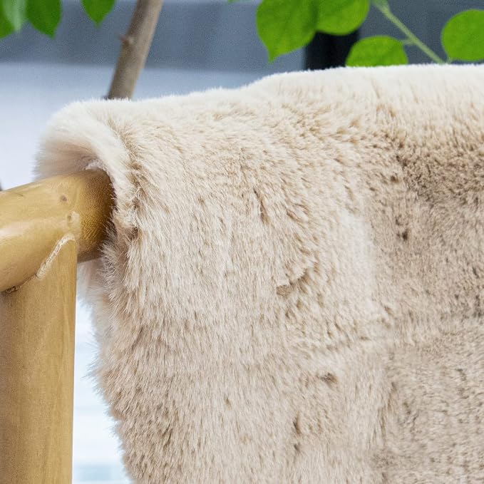 Light Brown Beige Plush Shag Area Rugs 8x10 Rugs - Image 2