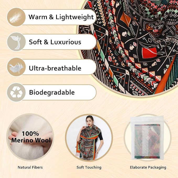 DANA XU 100% Merino Wool Pashmina Shawl - Image 3