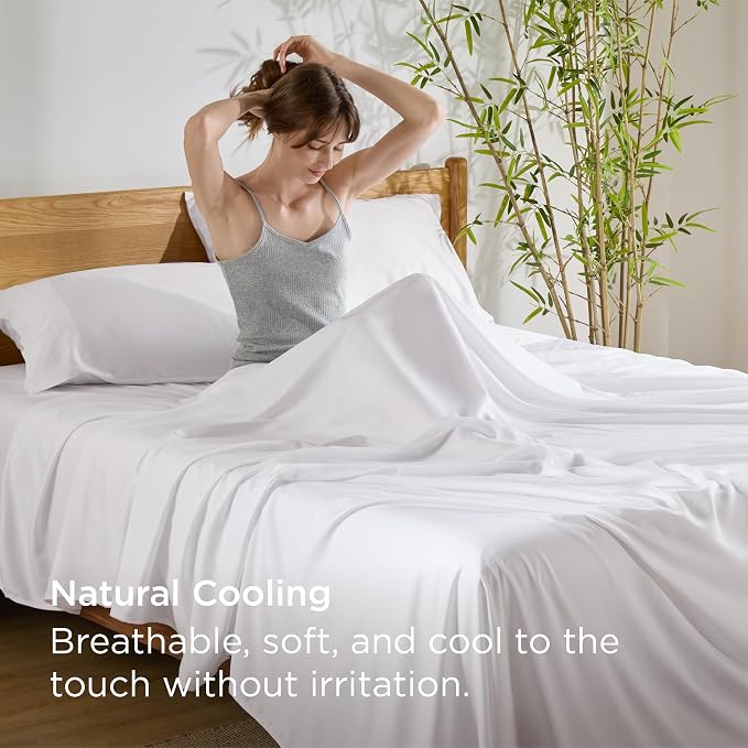 Bedsure California King Sheet Sets, Cooling Sheets, Rayon Derived from Bamboo - Image 3