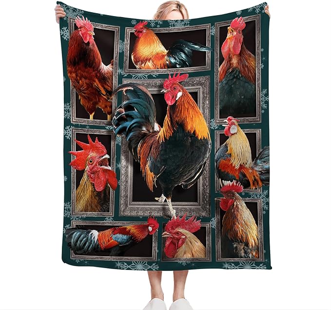 Rooster Chicken Throw Blanket, 100% Polyester Microfiber, Wrinkle Resistant - Image 2