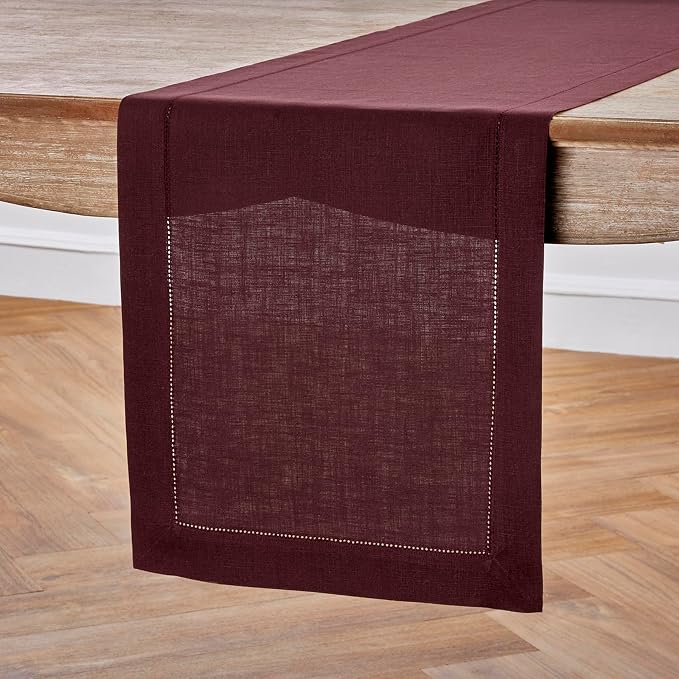 Solino Home Linen Burgundy Table Runner 90 Inches Long - Image 2