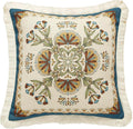 patdrea Designer Square Throw Pillow Covers, French Vintage Blue Farmhouse by Welcometopatdrea
