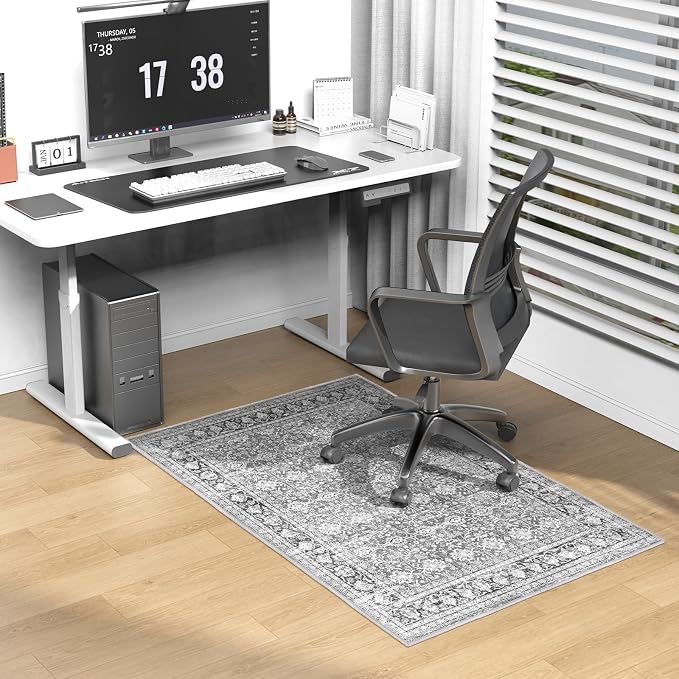 Modern Grey 30" x 48" Hard floor Chair Mats, Machine Wash Computer Chair Mat by FeelLifeEnjoyLifelmmerseYourselfInLife