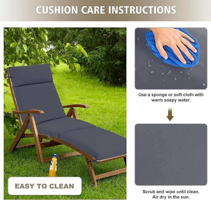Chaise Lounge Cushion 72x21x3 Inch – Set of 2 Outdoor Lounge Chair Cushions - Image 9