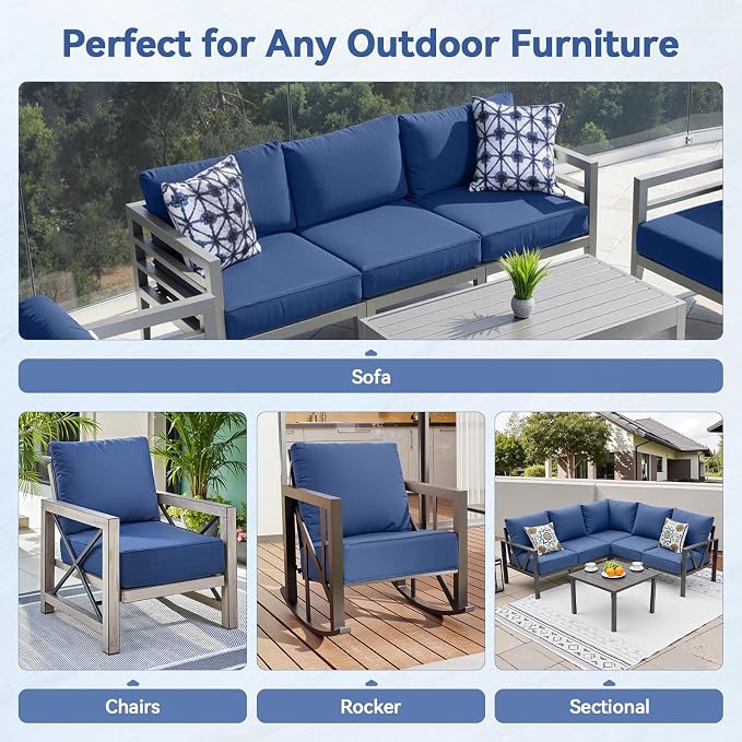 Luxury 6" Outdoor Cushions for Patio Furniture, Fade Resistant Couch Chair - Image 6