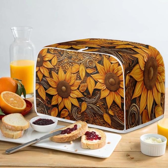 Vintage Sunflowers Printed Toaster Cover, Universal 4 Slice Oven Cover - Image 5