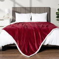 PAVILIA Sherpa Fleece Blanket for Bed, King Size, Maroon Red, Large Plush Soft by PAVILIA