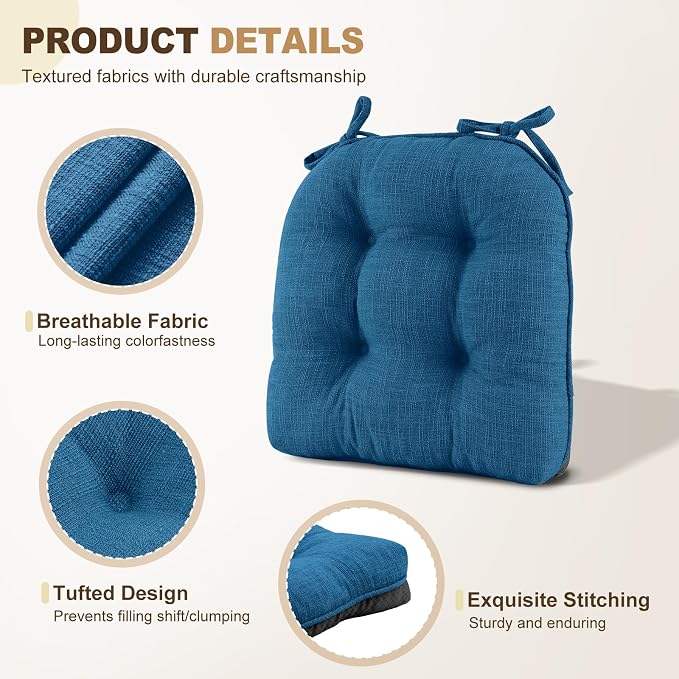 downluxe Indoor Chair Cushions for Dining Chairs, Tufted Overstuffed Textured - Image 5