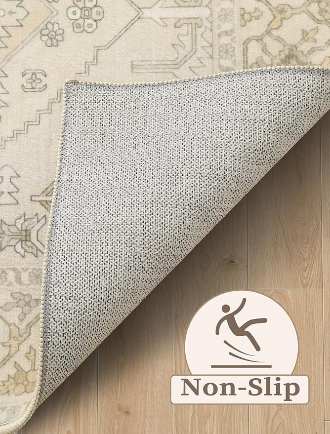 SERISSA Boho Washable Runner Rug, 2x5 Non-Slip Kitchen Runner Rug Vintage Beige - Image 4