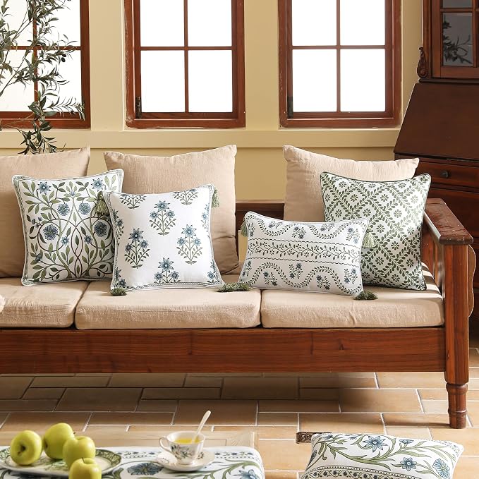 ISAENNE Design Fresh Linen Square Throw Pillow Covers 18"x18" Pack of 2 - Image 3