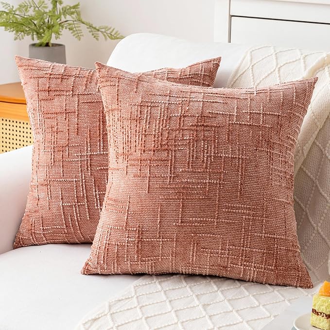 Decorative Throw Pillow Covers 16x16 Inch Set of 2, Soft Solid Farmhouse by ZSkogur