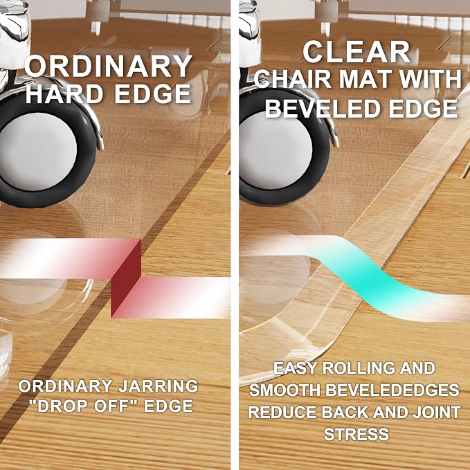 Beveled Edge Office Chair Mat for Carpet or Hardwood Floor 48" x 48" Clear - Image 2
