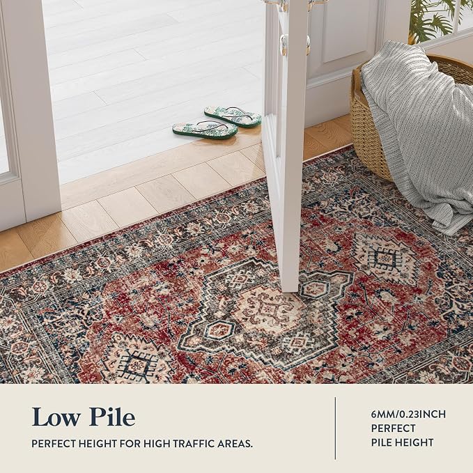 Lahome Oriental Washable Rugs for Bedroom, 4X6 Soft Living Room Rug Ultra-Thin - Image 2