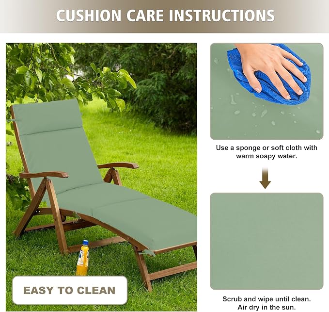 Chaise Lounge Cushion 72x21x3 Inch ?Set of 4 Outdoor Lounge Chair Cushions - Image 8