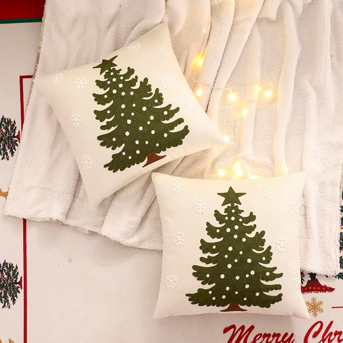 LUOYEHK Christmas Pillow Covers 18x18 Set of 2 Christmas Tree - Image 3