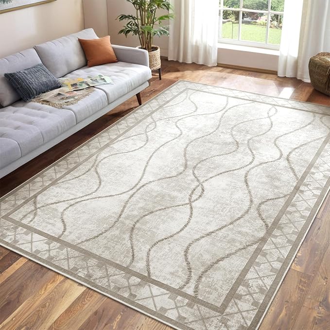 5x7 Area Rugs for Living Room, Machine Washable Rugs, Non-Slip Backing Low Pile - Image 2