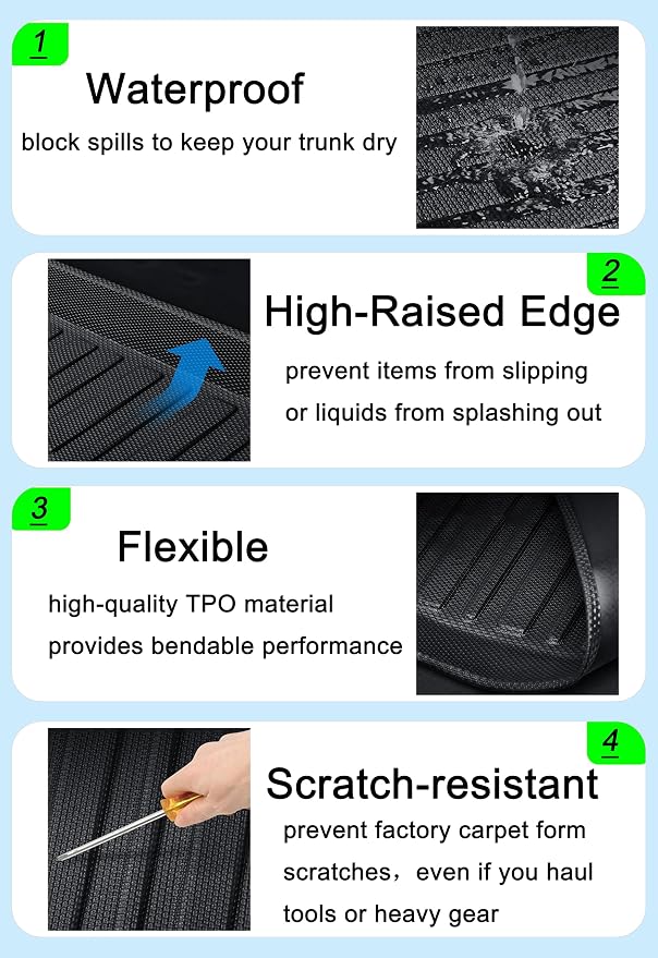 All Weather Rear Cargo Liners Trunk Tray Mats Custom Fit in Upper Deck - Image 4