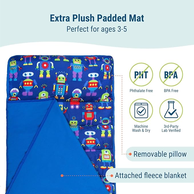 Wildkin 43-inch Kids Nap Mat – Soft Microfiber Toddler Sleeping Mat - Image 2