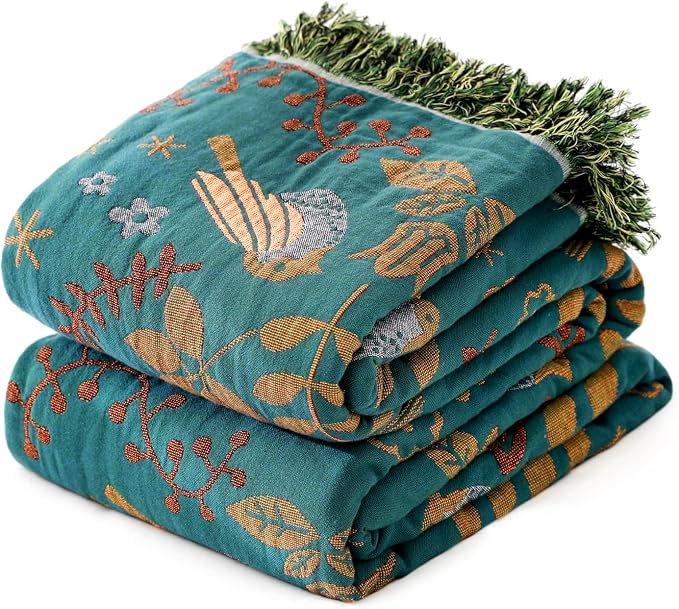 MSGKV Boho Throw Blanket Cotton Blanket by MSGKVHomeTextiles
