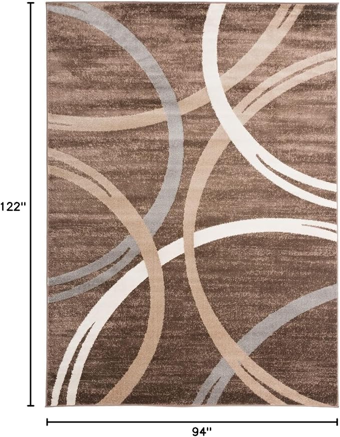 Rugshop Modern Wavy Circles Design Area Rug, Non-Shedding Carpet - Image 2