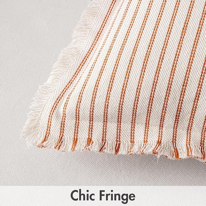 MIULEE Pack of 2 Rust Pillow Covers 24x24 Inch Striped Farmhouse Couch Throw - Image 5
