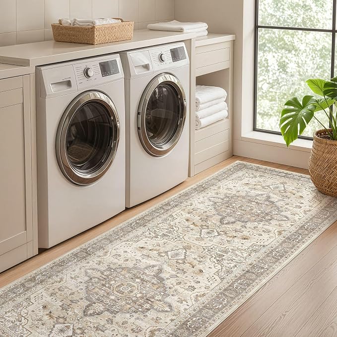Runner Rug Kitchen Washable Rugs: 3x8 Non-Slip Boho Soft Vintage Stain - Image 4