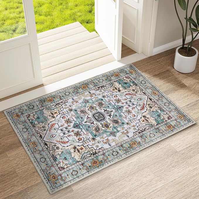 WILLSUN Washable Area Rugs, 2x3 Non-Slip Boho Small Area Rugs - Image 2
