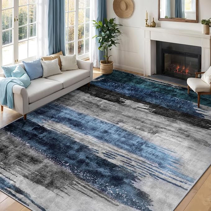 Ciicool Modern Abstract Rug for Living Room, Low-Pile Contemporary Indoor - Image 2
