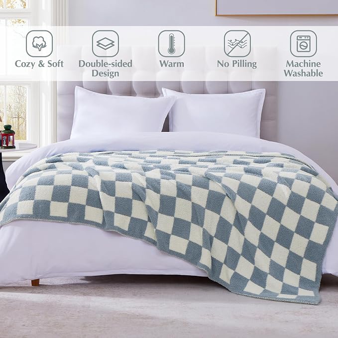 WRENSONGE Checkered Throw Blanket, Travel Lightweight Bed Blanket - Image 2