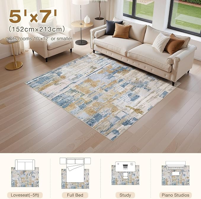 Abstract Living Room Rug 5x7 - Image 2
