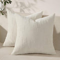 Set of 2 Soft Textured Throw Pillow Covers 24x24, Invisible Zipper Neutral by HOME