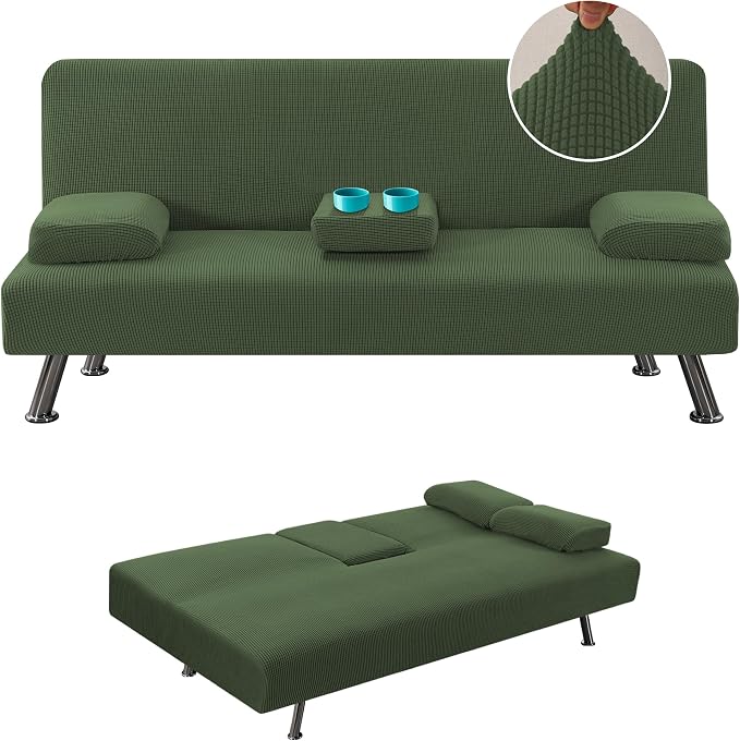 H.VERSAILTEX 4 Pieces Stretch Futon Covers Sofa Bed Slipcover by HVERSAILTEX