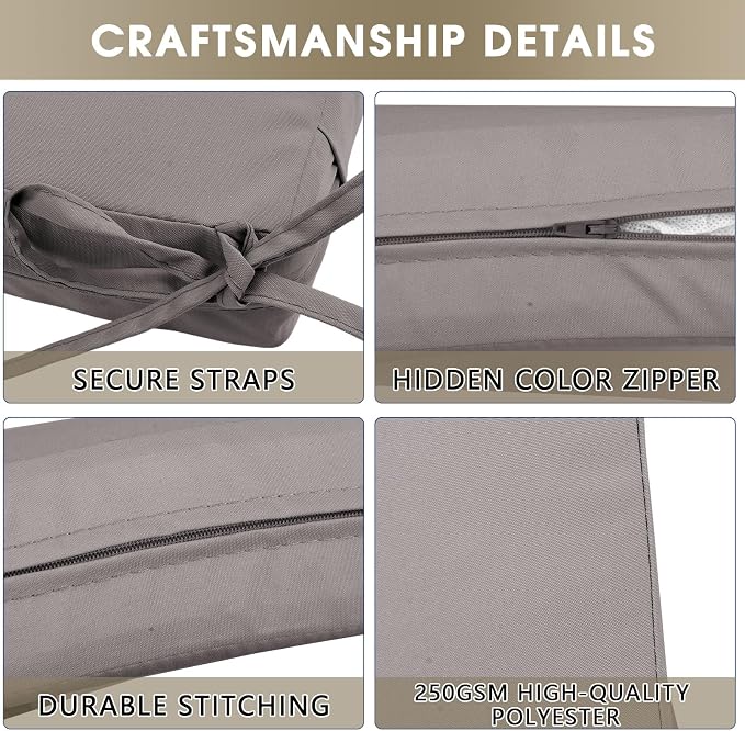 Outdoor Seat Cushion Set 24 x 24 In, Water-Resistant & Fade-Resistan, Patio - Image 6