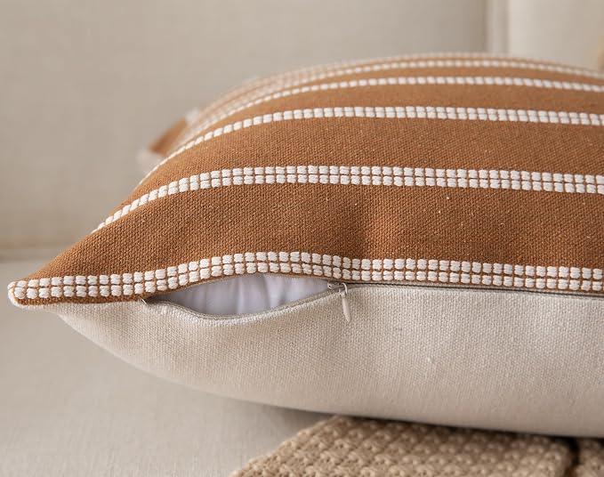 Caflife Boho Throw Pillow Covers 12x20 Set of 2 Soft Farmhouse Decorative Couch - Image 2