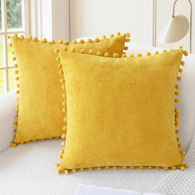 CaliTime Throw Pillow Covers Decorative 20 X 20 Inches Pack of 2 Cozy Solid by CaliTime