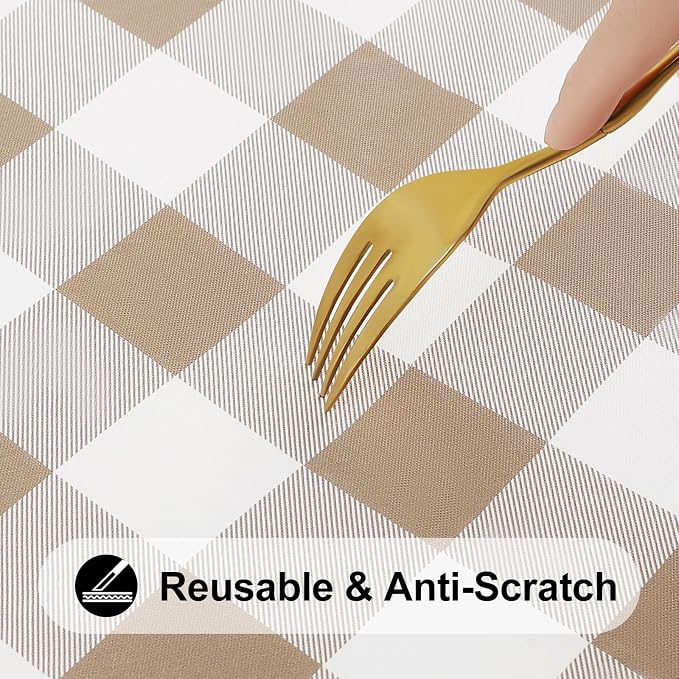 Smiry Rectangle Picnic Table Cloth, Elastic Waterproof Fitted Vinyl Tablecloths - Image 7