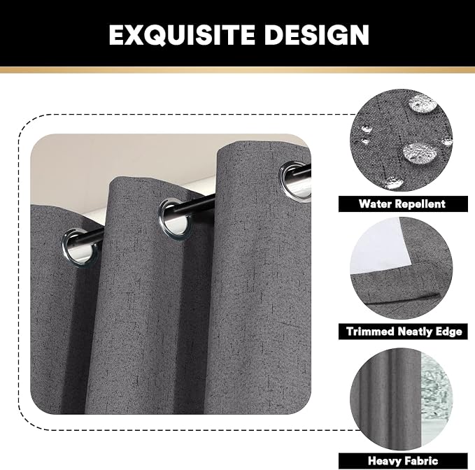 PrinceDeco Blackout Curtains 64" Long 2 Panels Set 100% Blackout Curtains - Image 6