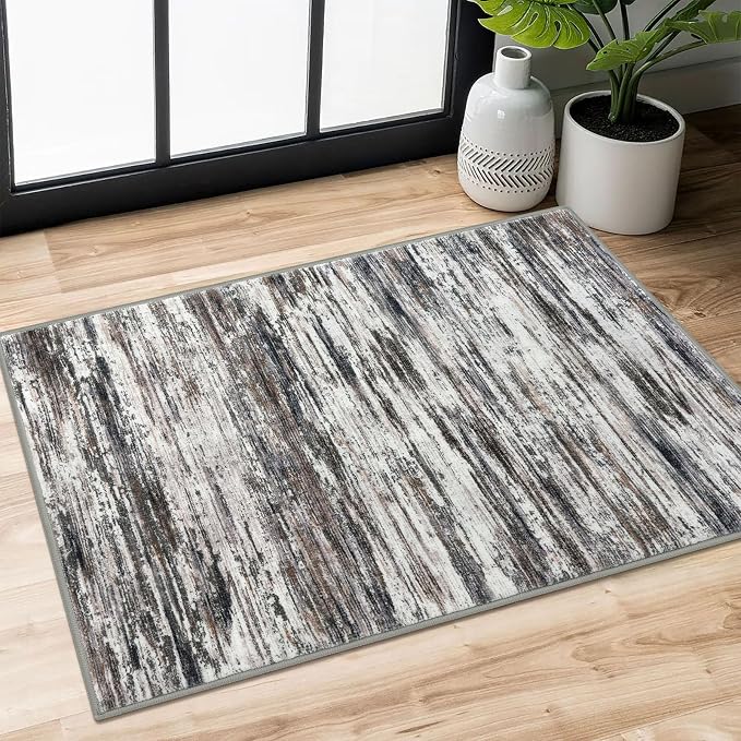 2x3 Modern Abstract Rug for Entryway, Washable Non-Slip Kitchen Rugs, Low-Pile by SiiloomRug