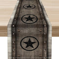 Western Table Runner, Rustic Texas Star Wooden Plank Farmhouse Cottage Country by Unknown