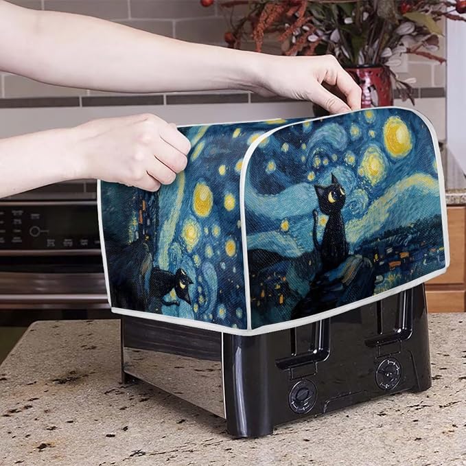Black Cat Galaxy Toaster Cover 4 Slice Oven Cover Dustproof Kitchen Small - Image 2