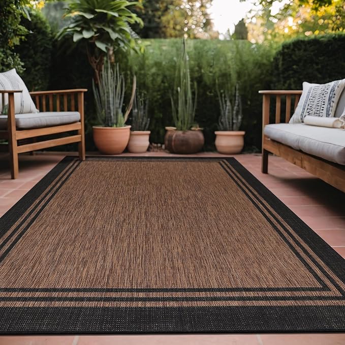 Bordered Outdoor Rug 8x10 Washable Outside Carpet by Unknown