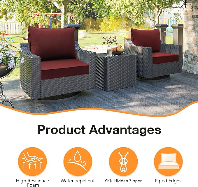Sunbrella Outdoor Patio Chair Cushions Set, Water-Repellent, Fade Resistant - Image 3