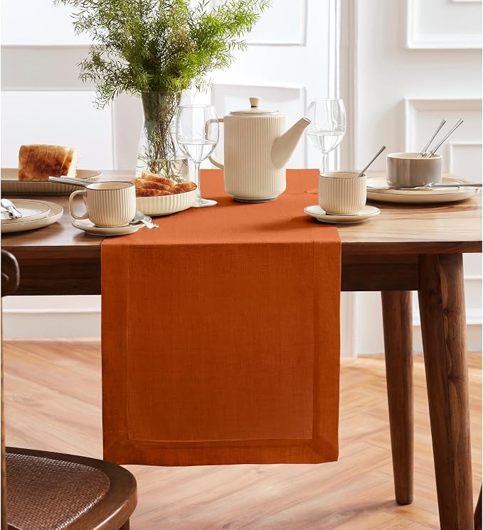 Solino Home 100% Pure Linen Cinnamon Stick Table Runner 36 Inches by SolinoHome