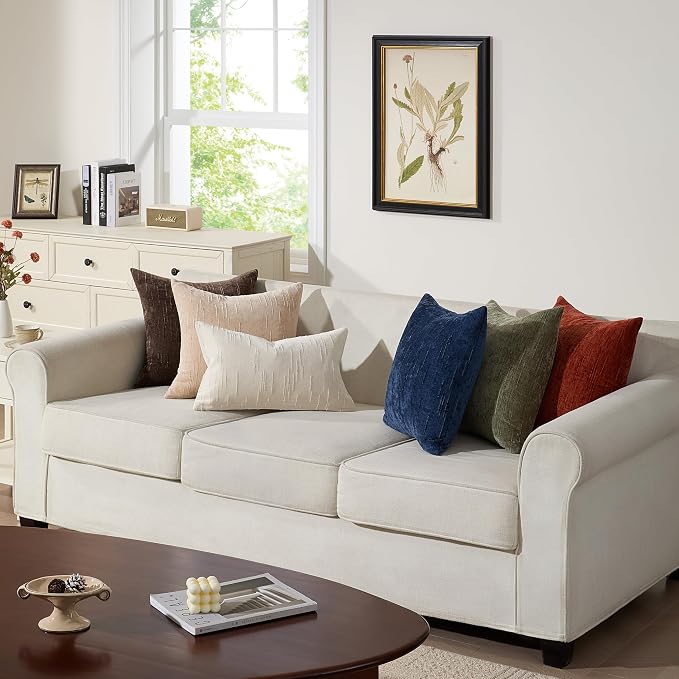 Set of 2 Soft Textured Throw Pillow Covers 12x20, Invisible Zipper Neutral - Image 8