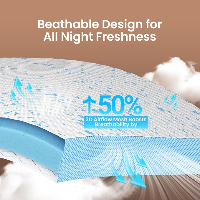 OhGeni 3 Inch Cooling Queen Size Gel Memory Foam Mattress Topper Pad, Washable - Image 4