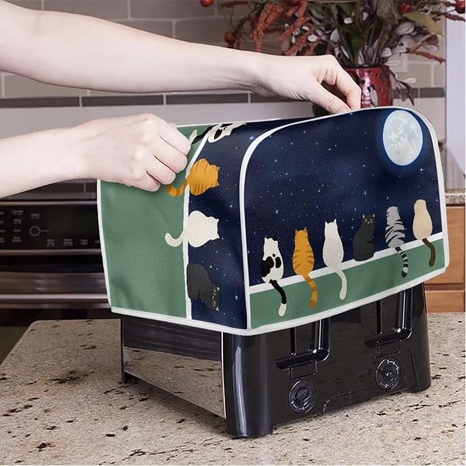 Galaxy Print Oven Protector, Moon Cat 4 Slice Toaster Cover, Anti Dust - Image 3